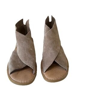 Born Iwa Women's Sandals Sz 7 M Comfort Taupe Brown Leather Open Toe Back Zip